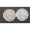 Image 1 : United States 1948-D & 1950 90% Silver Franklin Half Dollars - Face Value: $1.00