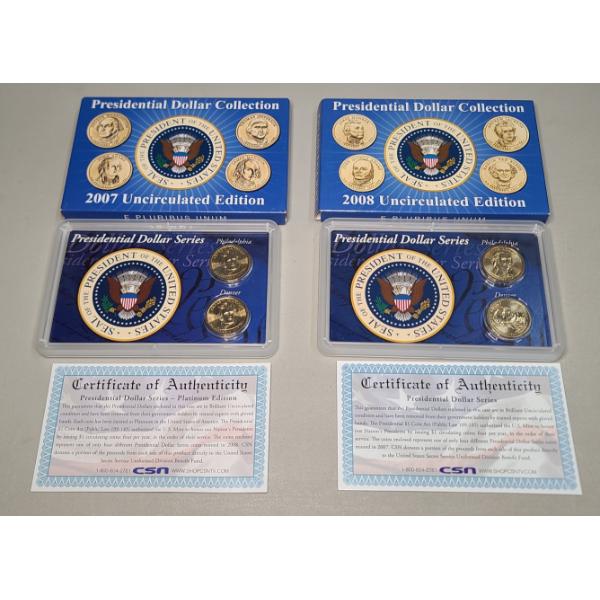 2007 & 2008 Uncirculated Edition Presidential Dollar Coin Sets 
