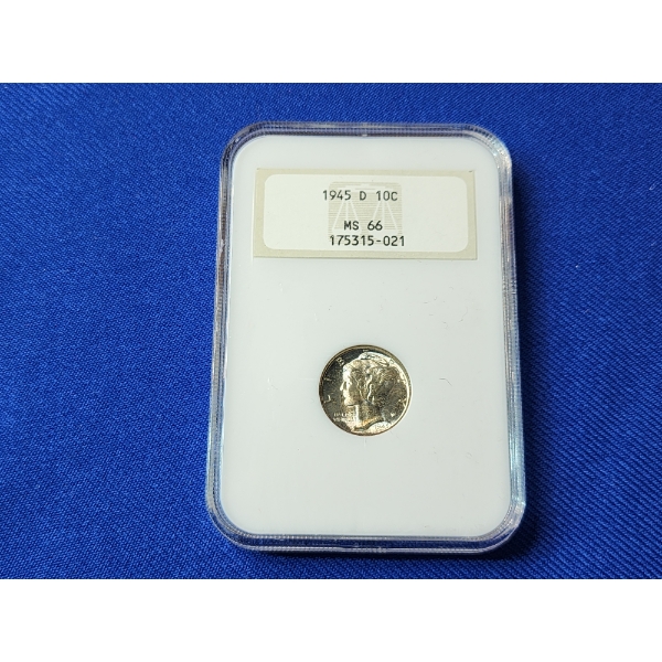 1945-D Mercury Dime - 90% Silver - NGC MS 66