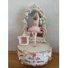Image 4 : PICKUP IN CANTON - Pretty Mother And Children Music Box Figure, Pink Accent Glass Vase, & Vintage Ba