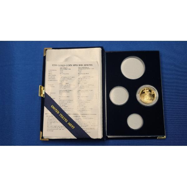 United States Mint 1990-P $25 Dollar 1/2 Oz Fine Gold American Eagle Proof Coin Inside Coin Set Book