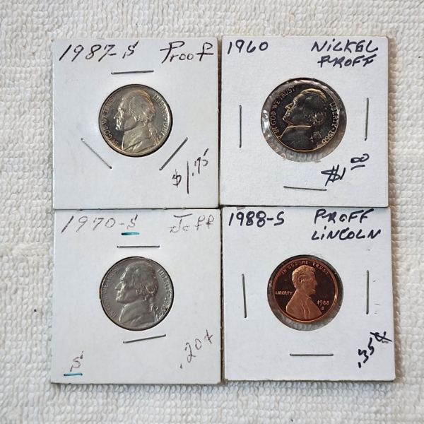 U.S. Coins: Assorted Years Proof Nickels & Penny - See Description!