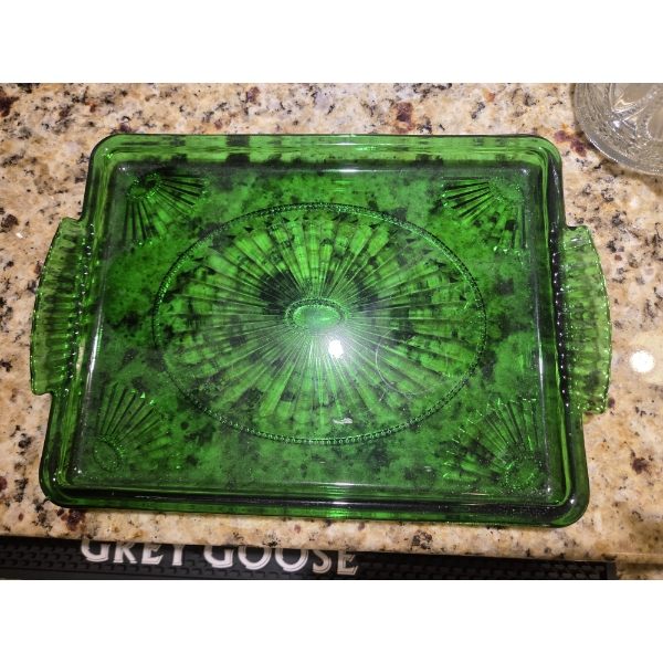 Gorgeous Vintage Emerald Green Art Deco Vanity Tray