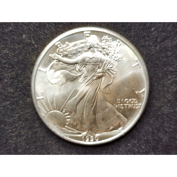 1990 American Eagle 1 Oz Fine Silver Dollar Bullion Round 