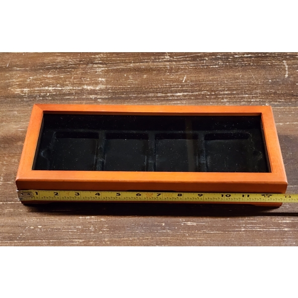 Nice Wooden Graded Coin Slab Storage & Display Case ~ About 13" Long ~ Holds Four Graded Slabs!