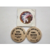 Image 1 : Three Wooden Souvenir Dollars Including Indian Painted & Calumet Numismatic Club