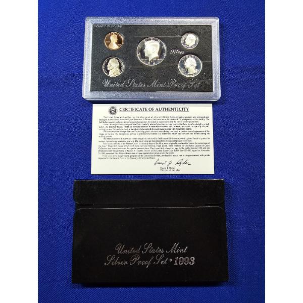 1993-S United States Mint Silver Proof Set in Original Box w/ COA