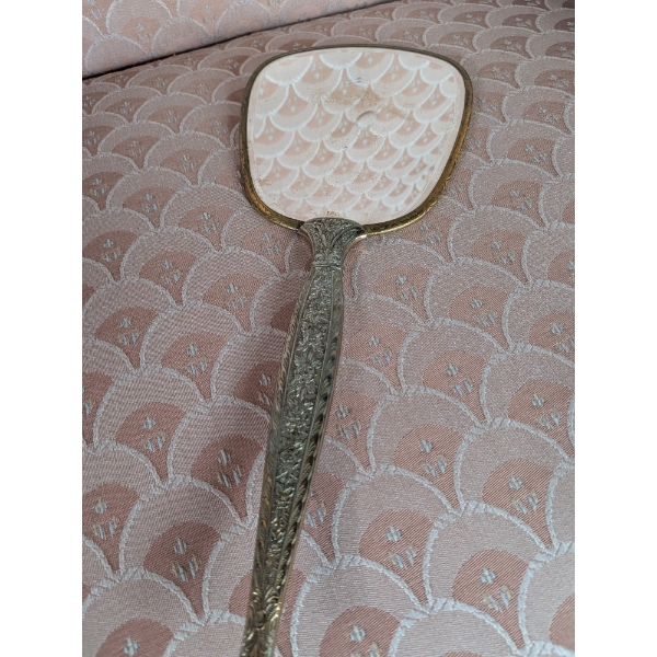 Silvertone Vintage Hand Mirror & New  Heidi Daus Boxed Pin Set