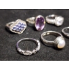 Image 2 : Lovely Sterling Silver Rings Including A Stunning Amethyst Handmade Ring Weighing Total of 21.4 Gram
