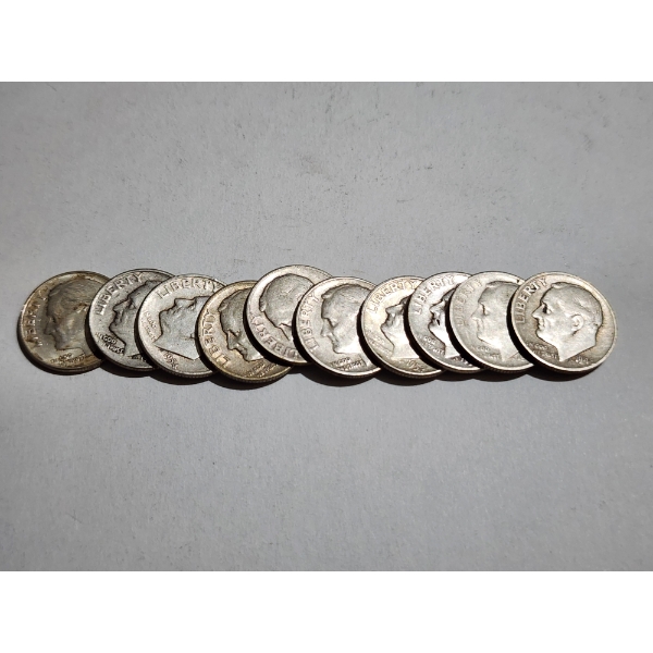 $1.00 Face Value in Assorted Year 90% Silver United States Roosevelt Dimes