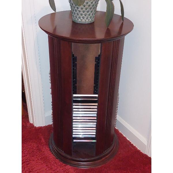 Round Spinning Wood 4 Bin CD DVD Case 30" Tall  x 18" W  Including All Cds - Loaded