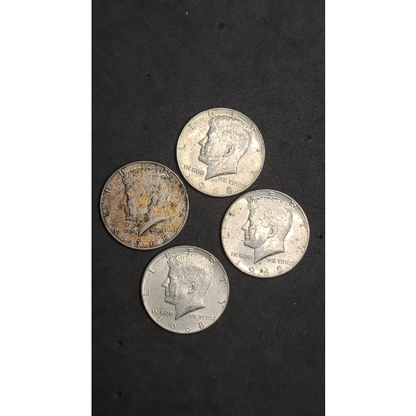 (5) 1968 40% Silver Kennedy Half Dollars - Face Value: $2.00