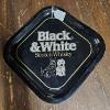Image 1 : Vintage 12x12" Black & White Scotch Whisky Square Metal Bar Tray