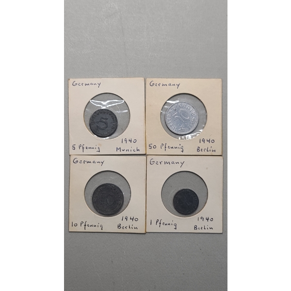 Assorted Denomination German Pfennig Coins 