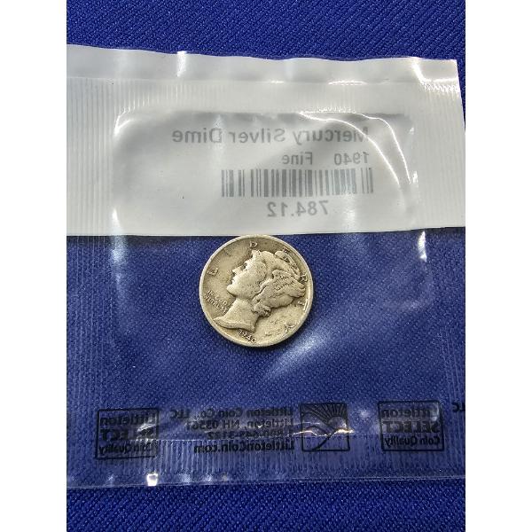 1940 FINE Mercury Silver Dime - in Sealed Protective Sleeve