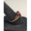 Image 3 : Vintage 10K Yellow Gold Ornate Statement Ring With Emerald Cut Garnet - Size 7.5 - Weight: 3.3g