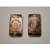 Image 2 : (2) 1 AVDP ounce .999 Fine Copper Bars ft. Buffalo Design & Statue of Liberty Design 2 oz Total
