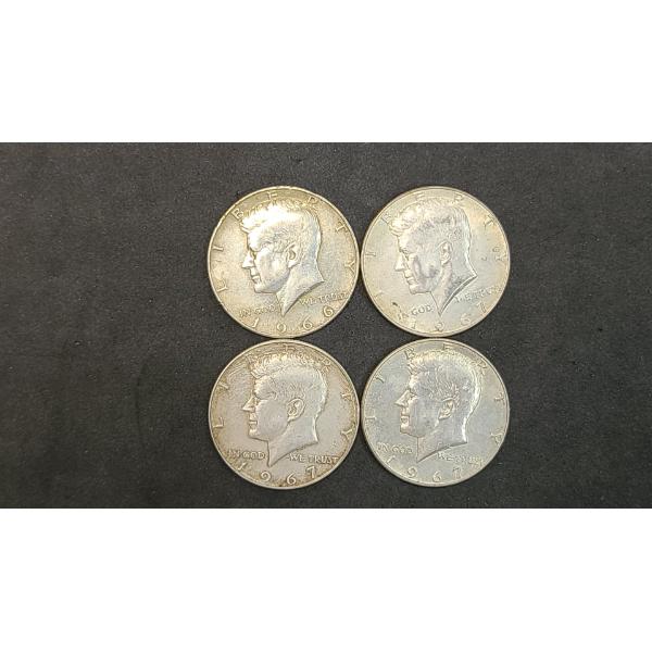 United States 1966, 1967, 1969 Philadelphia Mint 40% Silver Kennedy Half Dollars - FV: $2.00
