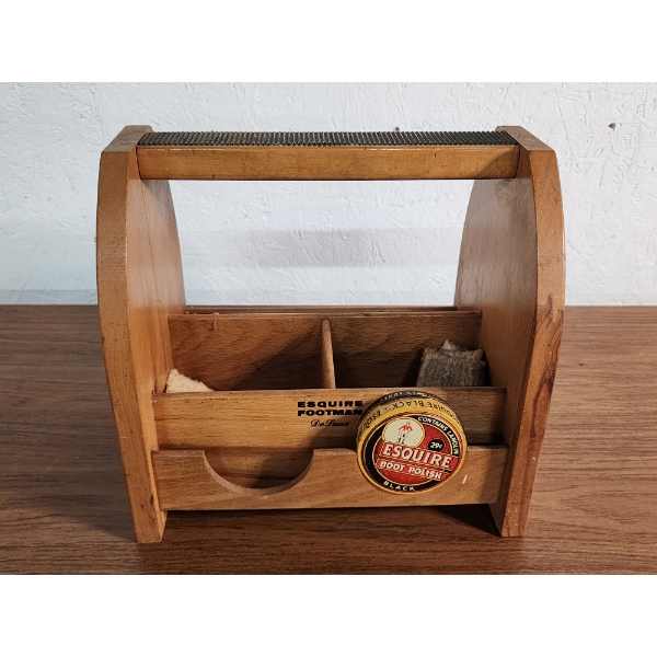 Vintage Esquire Footman Deluxe Shoe Shine Box & Metal Shoe Stretchers