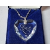 Image 2 : Vintage "Hallmark Little Gallery" Lead Crystal Heart Pendant on 21" 6.3g Sterling Silver Chain