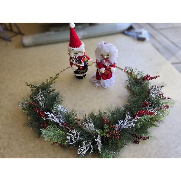 36" Christmas Wall Hanging and 19" Mr. and Mrs. Claus