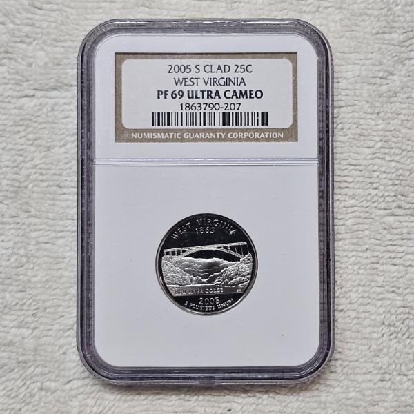 2005-S S Clad 25C West Virginia PF 69 Ultra Cameo NGC Graded Coin
