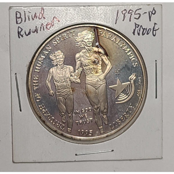 1995-P United States Paralympic Commemorative 90% Silver Proof Dollar