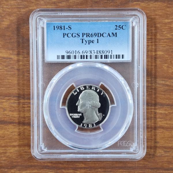PCGS PR69DCAM Graded Type 1 United States 1981-S Washington Quarter
