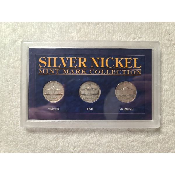 Silver Nickel Mint Mark Collection Ft. 1943-P, 1943-D & 1943-S Silver Wartime Nickels