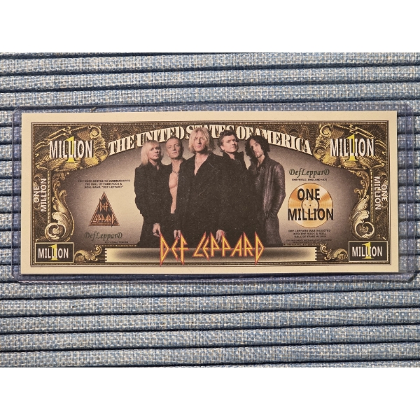 Def Leppard  Million Dollar Bill In Mint Condition In Protective Holder