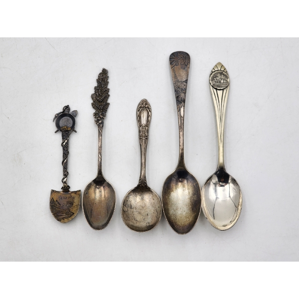 Lot of 5 Assorted Unique Sterling Silver Spoons Total Weight: 80.0g