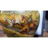 Image 2 : Antique Hand Painted Ceramic Hunting Themed Covered Jar / Vase - See Pics