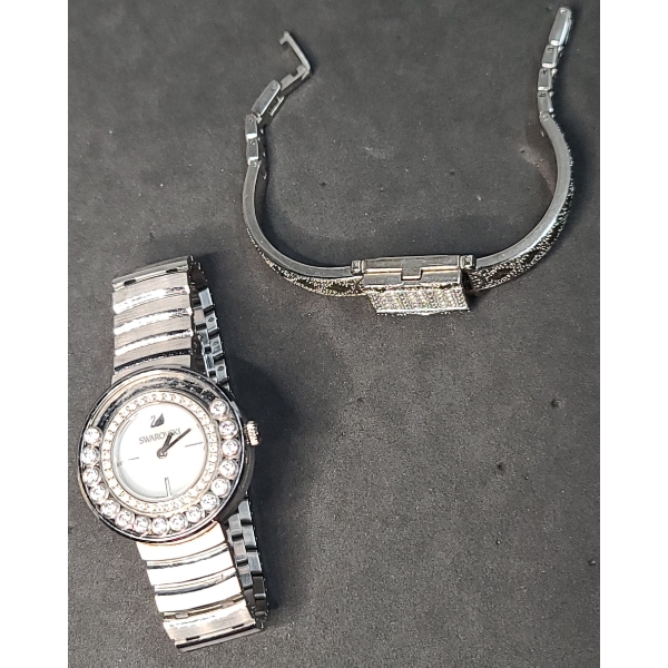 Swarovski Lovely Crystals Stainless Steel Wrist Watch & Anne Klein Hidden Face Swiss Watch