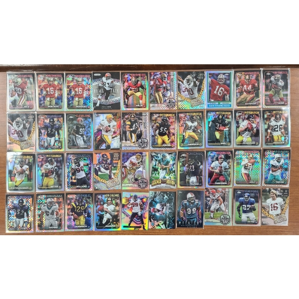 40 Assorted Near Mint Newer Football Trading Cards Ft. Joe Montana, Jerome Bettis & More!
