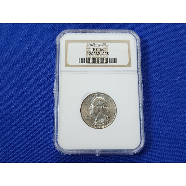 NGC MS 66 1943-S Silver Washington Quarter