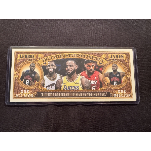 Rare Lebron James One Million Dollar Bill - Mint In Protective Holder