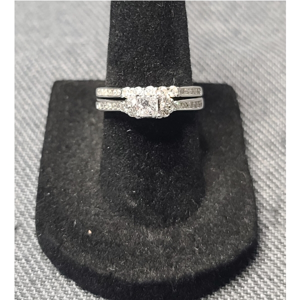 14K White Gold 3/4 CTW Diamond Bridal Set Ring From Helzberg Diamonds W/ Warranty 