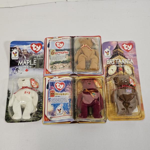 Four 1999 McDonald's Ty Teenie Beanie Babies from the International Bears Collection