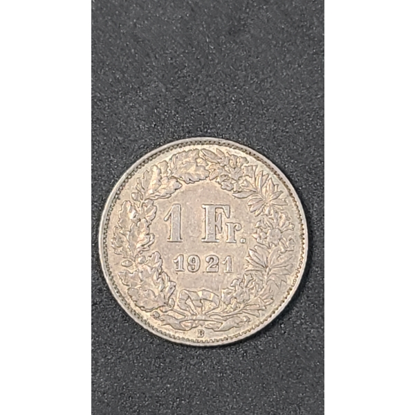 1921 0.835 Silver Swiss 1 Franc coin - ASW: 0.1342oz