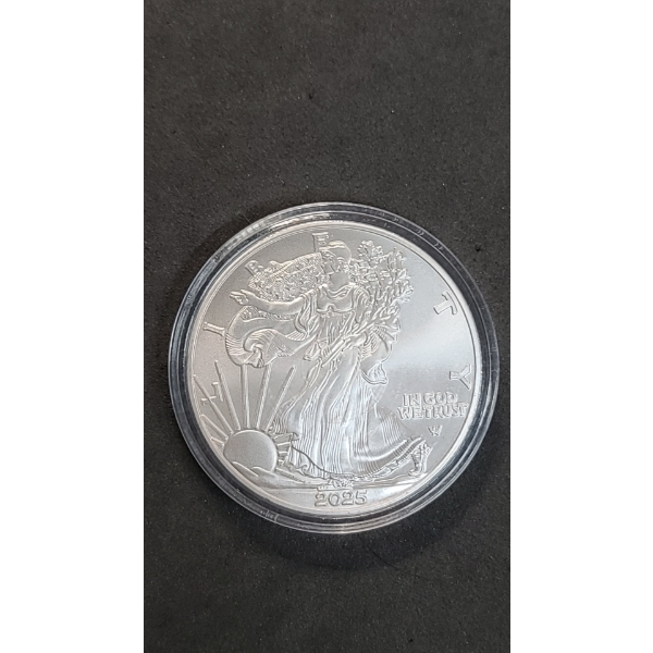 2025-W One Troy Ounce .999 Fine Silver American Eagle In Coin Capsule