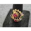 Image 1 : Beautiful 14K Gold Ring With Lovely Multi-Colored Stones - Weighs 5.2 Grams - Size 7.5