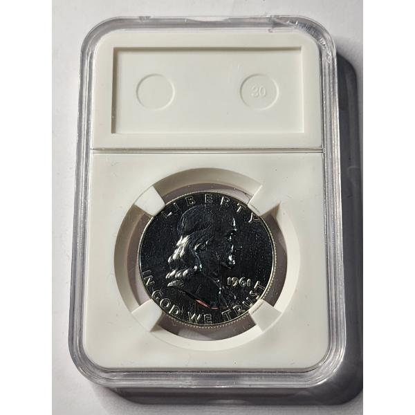 BRILLIANT 1961 United States Benjamin Franklin 90% Silver Half Dollar ~ IN SLAB HOLDER!