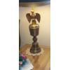 Image 2 : Vintage Pair Of Living Room  Brass Table Lamps Patriotic Theme - Eagle 39" T