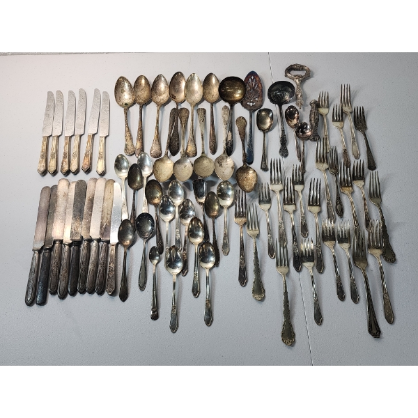 Huge Lot of Assorted Silverplated Flatware and Serving Utensils TW: 7.0lbs