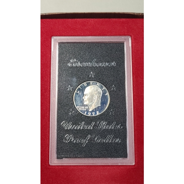 1972-S U.S Eisenhower 40% Silver Proof Dollar In Acrylic Display