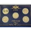 Image 2 : 1999 U.S. 24K Gold-Plated State Quarter Collection, 5 Coins in Display 