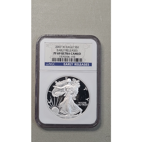 NGC 2007-W PF 69 ULTRA CAMEO Early Releases 1 Troy Ounce .999 Fine Silver American Eagle