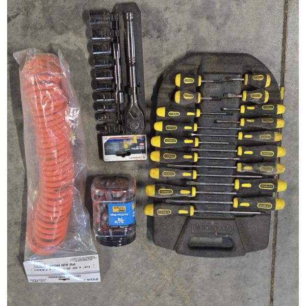 All Brand New- Socket Set, Air Hose, And Crimp Rings
