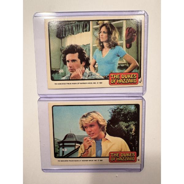 2 - 1981 Donruss Dukes Of Hazzard Trading Cards In Holders - Featuring A Rare Daisy Duke Card - Mint