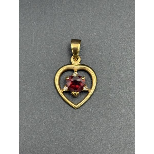 Sterling Heart Pendant with Red Heart in Middle - Gorgeous Piece - 2.5 Grams